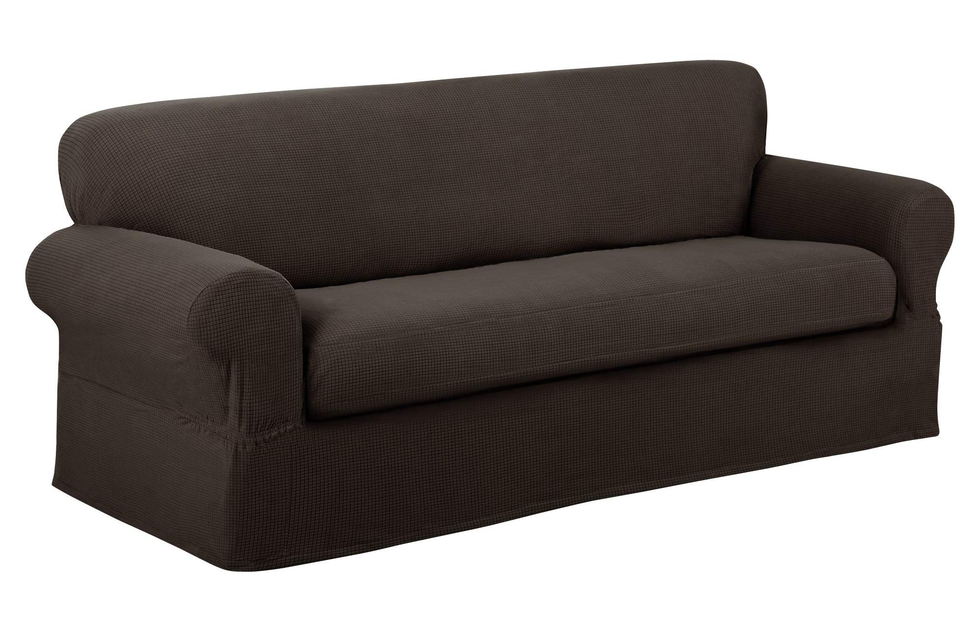 Maytex Reeves Stretch 2 Piece Sofa Furniture Cover Slipcover, Chocolate Brown