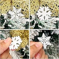Vista 4 de 300 piezas de rebanadas de madera de copo de nieve, adornos de copos de nieve blancos de Navidad, adornos de copo de nieve, recortes de madera