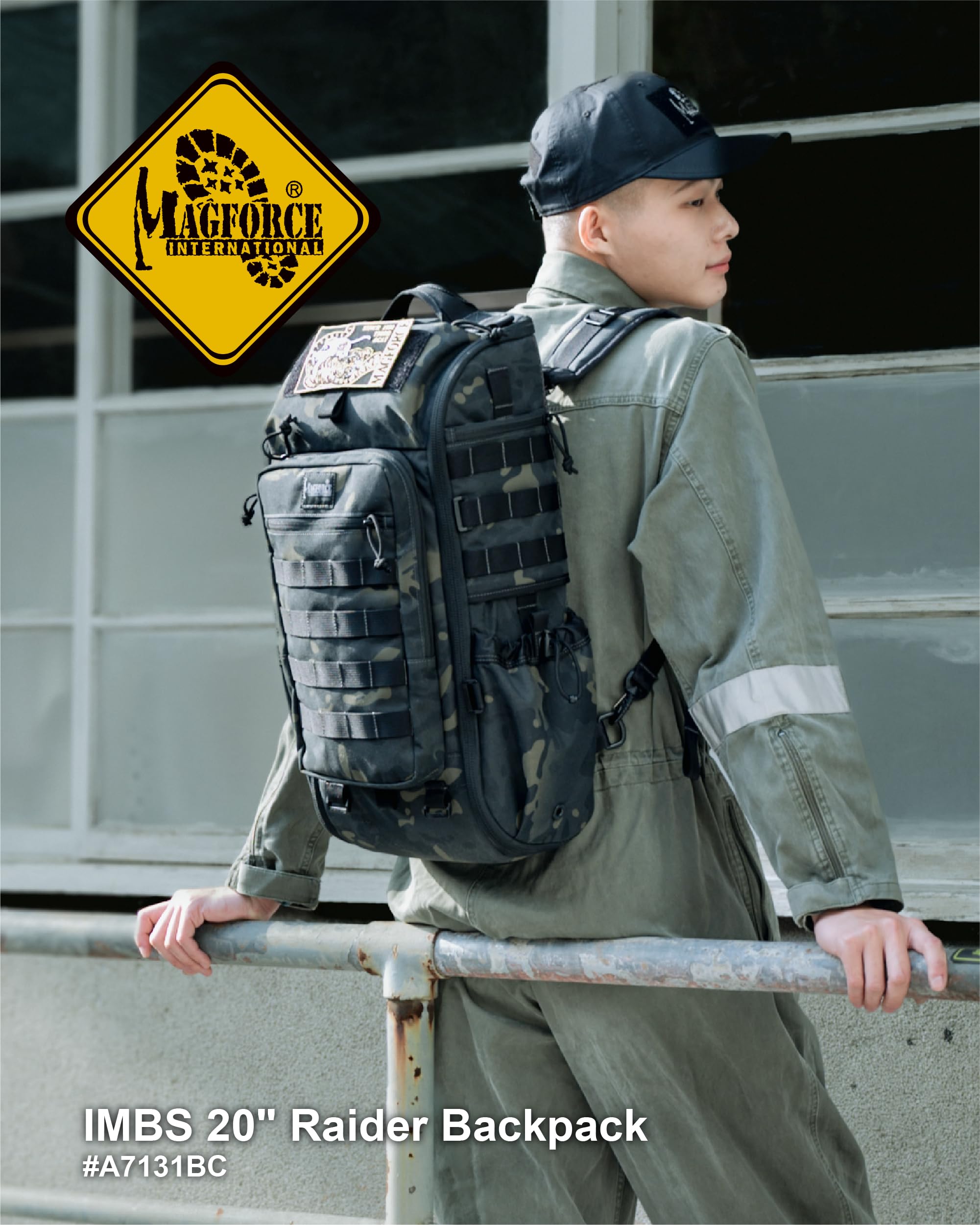Magforce Tactical Raider - Mochila militar Molle de 25 litros, ligera y compresible, nailon balístico, compartimento para portátil, mochila de senderismo al aire libre con muchos bolsillos y correa