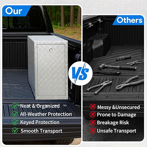 Miniatura 4 de Caja de herramientas para caja de camión con toboganes de 5 cajones, caja de herramientas de aluminio de pared pesada, almacenamiento de caja de