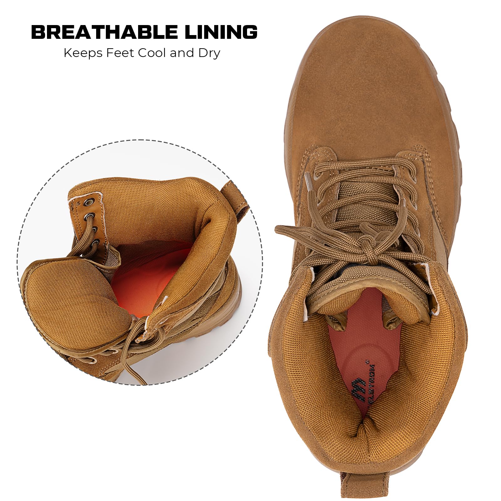 Maelstrom Mens Military Boots, AR 670-1 Compliant, Coyote Brown, Comfortable Lightweight for Tactical Work