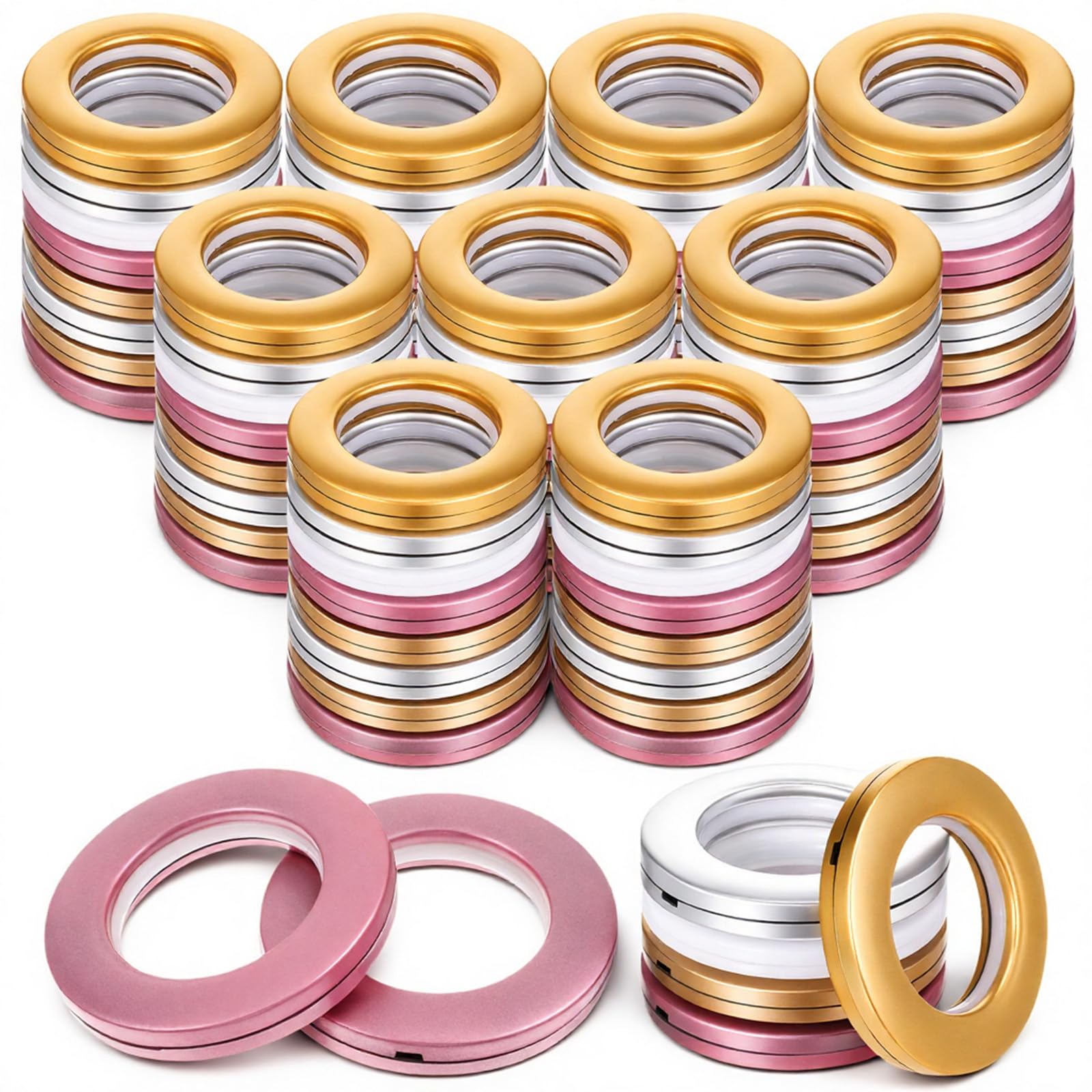 Photo 1 of 100 Pcs Curtain Grommets 1-9/16 Inch Inner Diameter 40mm Stainless Steel Curtain Eyelet Rings for Window Shower Drapery Living Room
