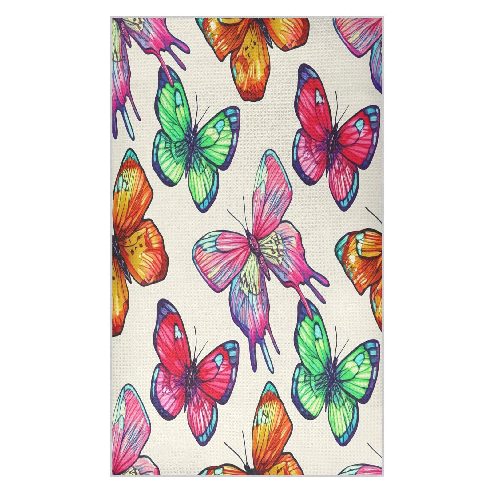 JiangGgen Butterflies Kitchen Towels 2-Pack Soft Absorbent Dish Towels