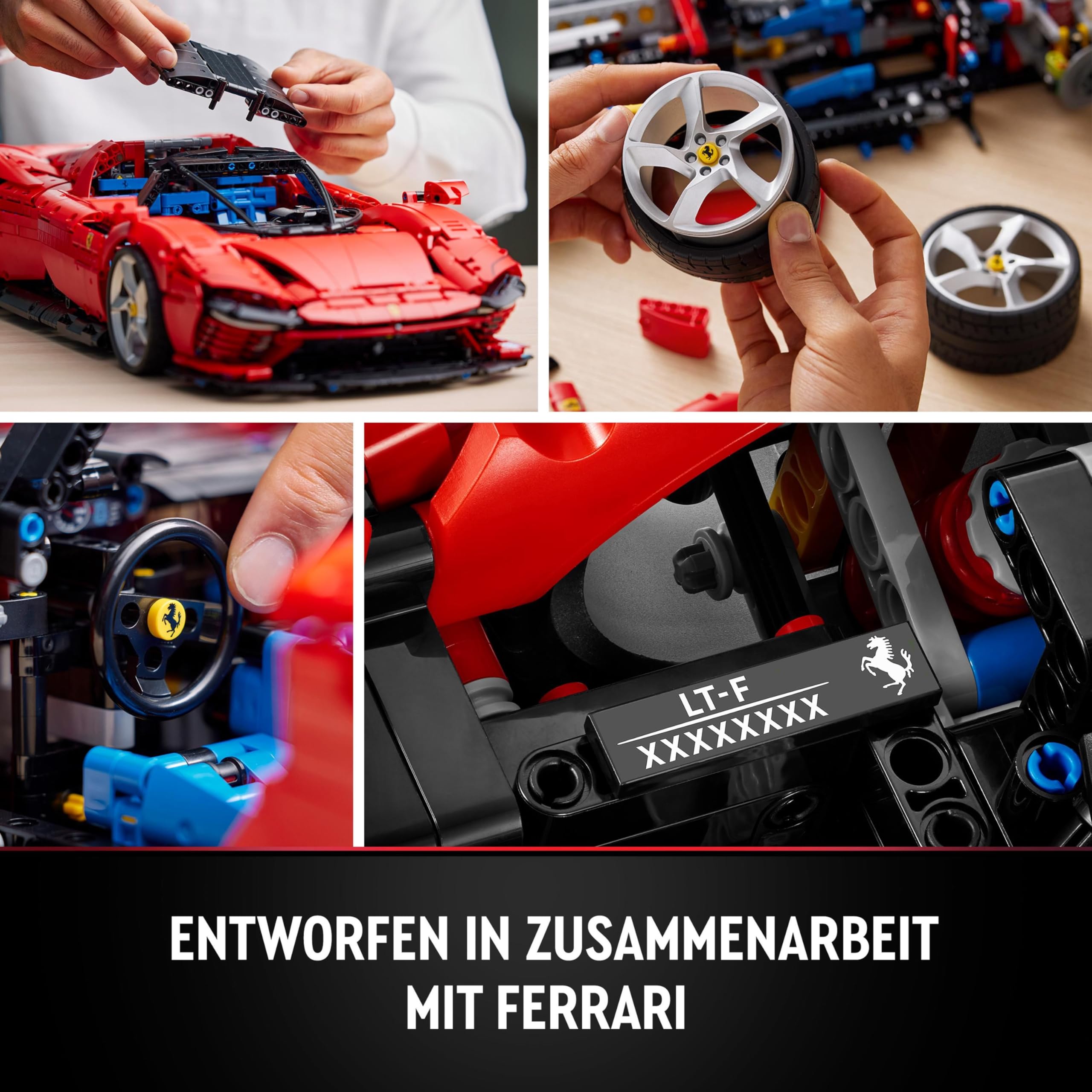 LEGO 42143 Technic Ferrari Daytona SP3 Modellauto-Bausatz im Maßstab 1:8, roter Super-Sportwagen, erweitertes Auto-Modell Sammlerstück, Ultimate Car Concept