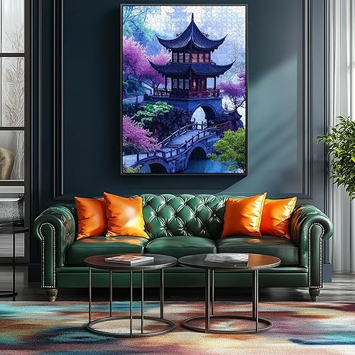 Miniatura 4 de Rompecabezas de tren vintage de 1000 piezas para adultos, libro de fantasía, estación de tren, lámpara nocturna, escena caprichosa, rompecabezas