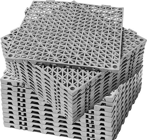 12” x 12” Drainage Interlocking Floor Tiles, 12 Pack Non-Slip