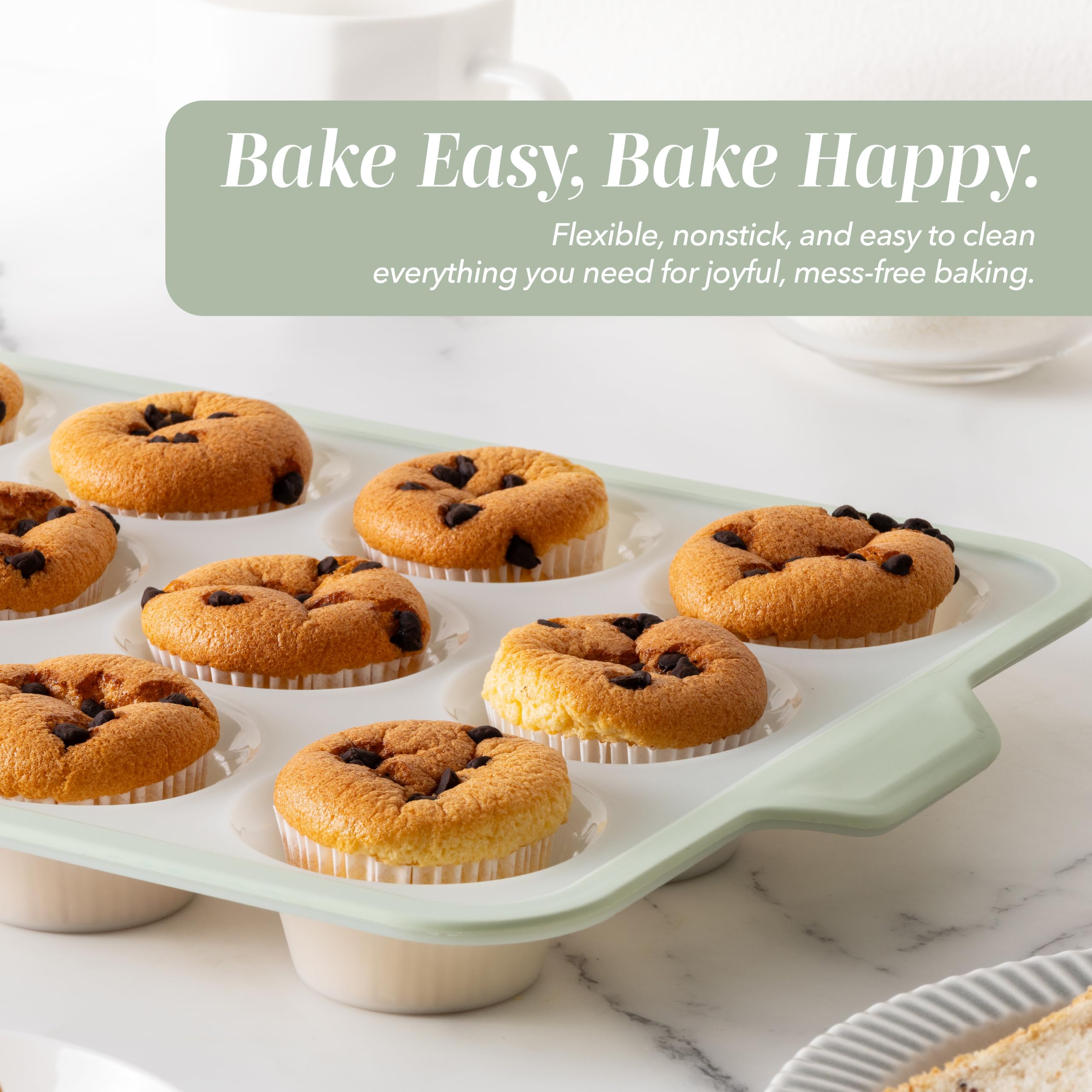 COOK WITH COLOR 17 Stück Silikon Backformen - Antihaftbeschichtung und leicht zu reinigende Silikon-Muffinpfannen zum Backen mit stabilem Metallrahmen für Stabilität, flexible Kuchenformen