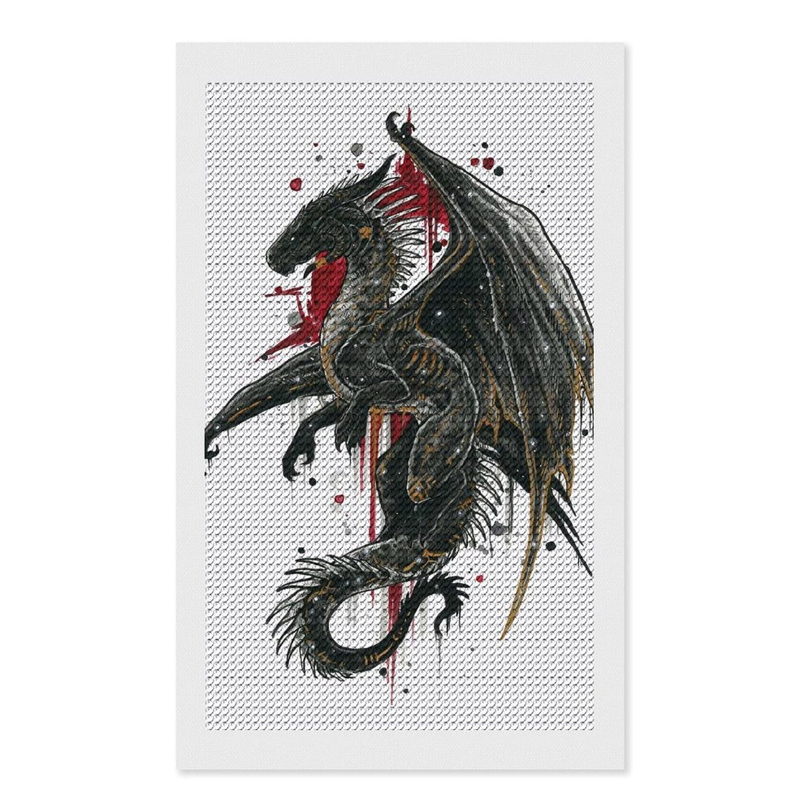 Junmoney Fafnir DIY Diamond Art Canvas Kit 12"x20", Simple to Start, Fun Craft Experience, Modern Decor, Gift Idea, Adhesive Canvas