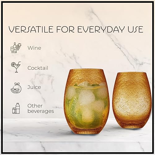 Miniatura 5 de Vasos Artland Iris, dobles y anticuados, color ámbar (4 unidades), Copa sin pie, Ambar