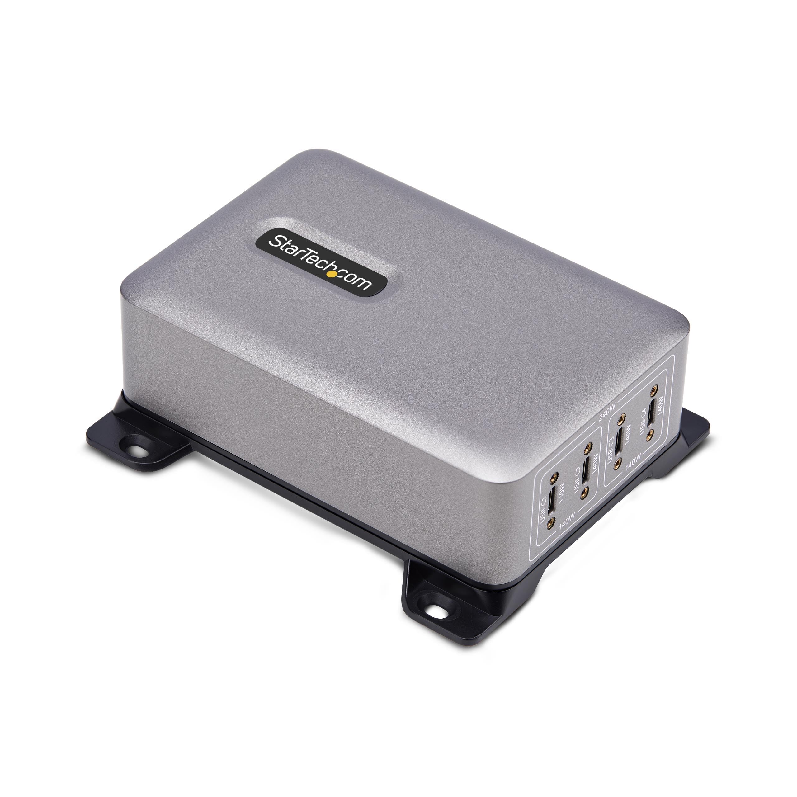 StarTech.com 4-Port USB-C Charger Hub, 240W Total, Single Port 140W PD 3.1, Laptop Charging Block/GaN Power Adapter