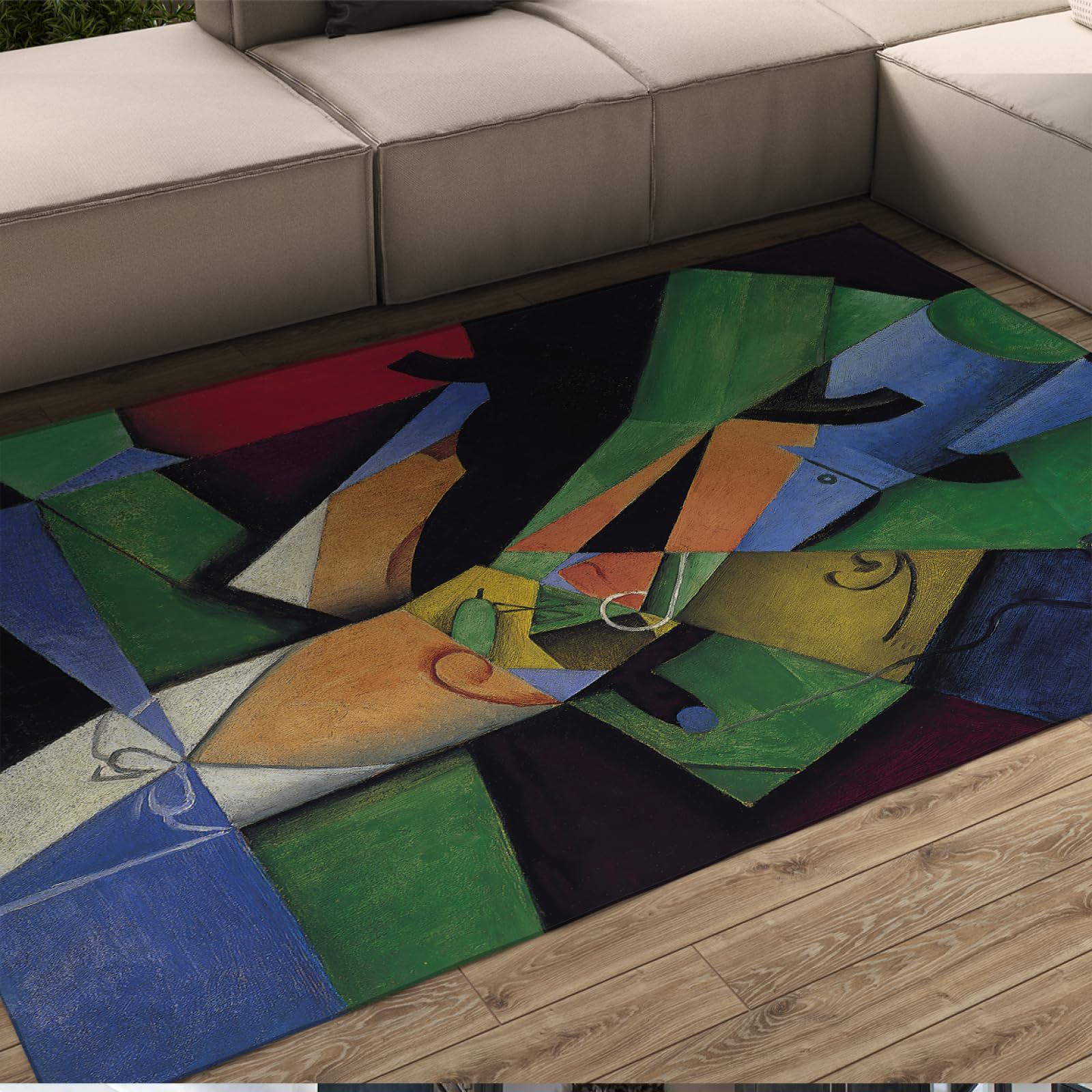 Tapis d'art Juan Gris El Fumador : prestige de l'abstraction géométrique en poils ras