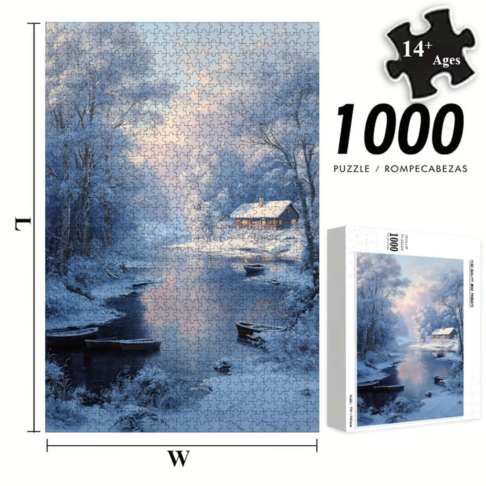 Puzzle 1200 Piezas Adultos Invierno & Árbol, Rompecabezas con Letras Traseras y Póster, Pasatiempo Antiestrés, Decoración de Pared, Regalo Decorar Mujer Hombre 75 x 50 cm (14 Años +) P3#1134