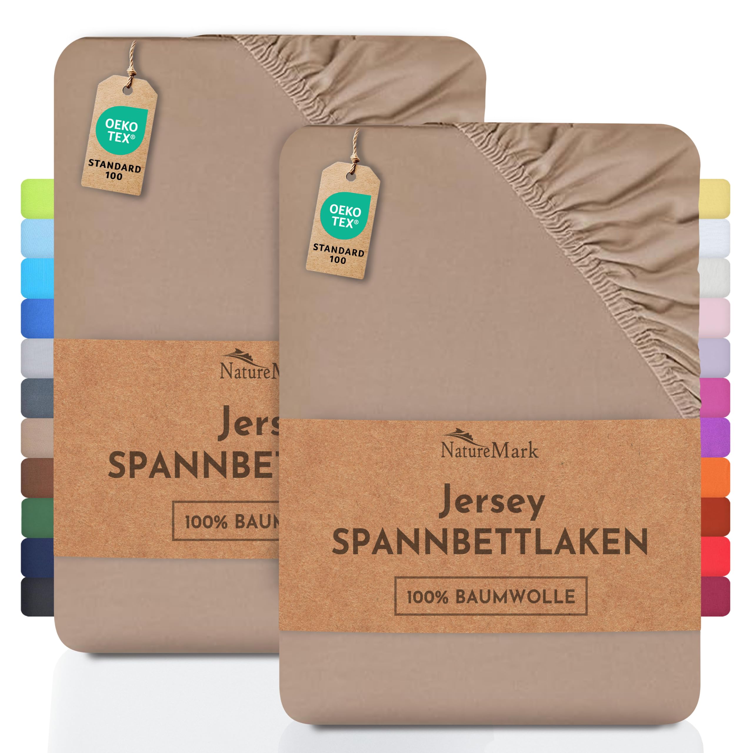 2 Jersey Spannbettlaken Spannbetttuch Baumwolle Qualität Ökotex Standard 100