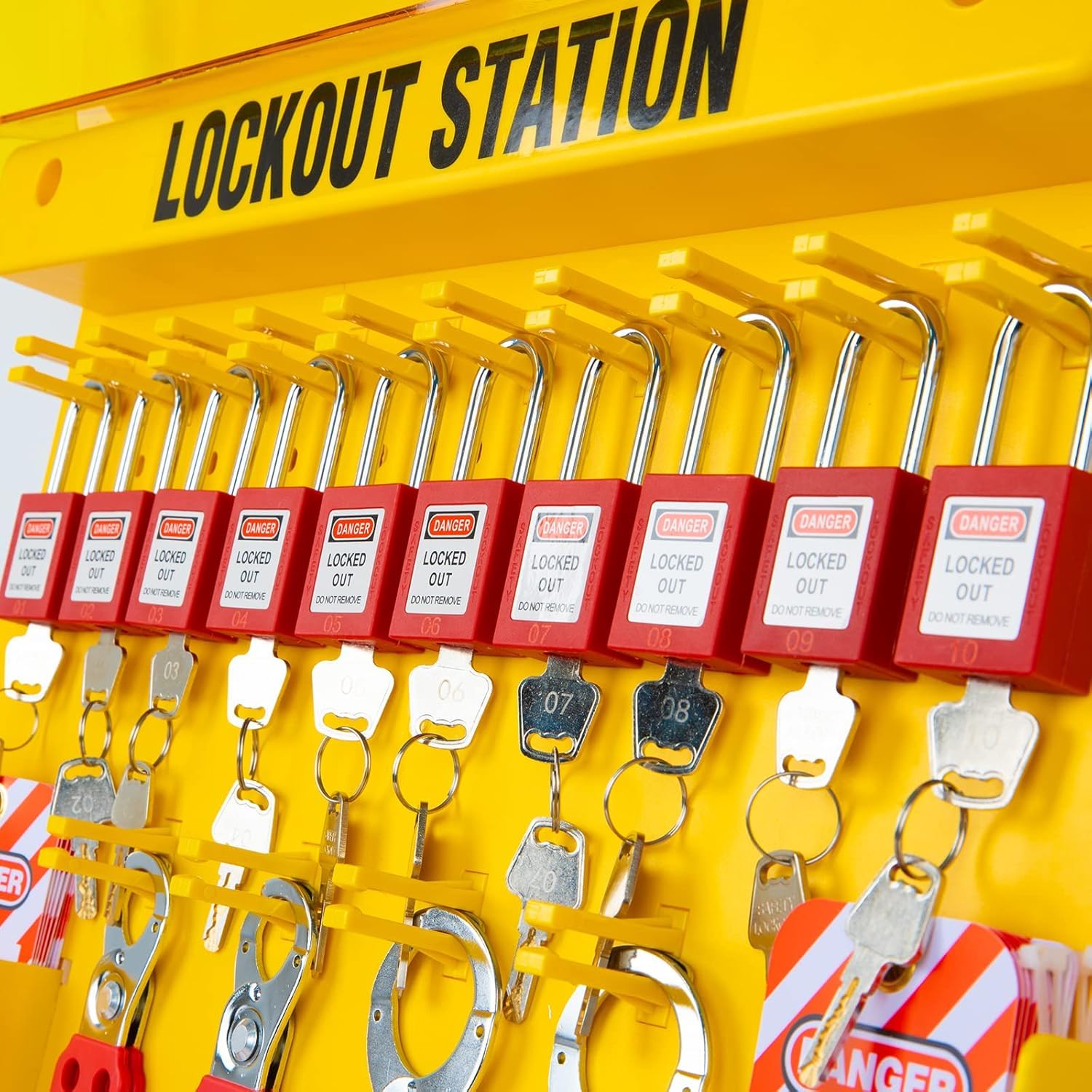 Lockout Tagout Station with Loto Devices Lock Out Tag Out Kit Board Include 14 Pack Safety Lock Set, 6 Hasps and 40 Do Not Operate Tags