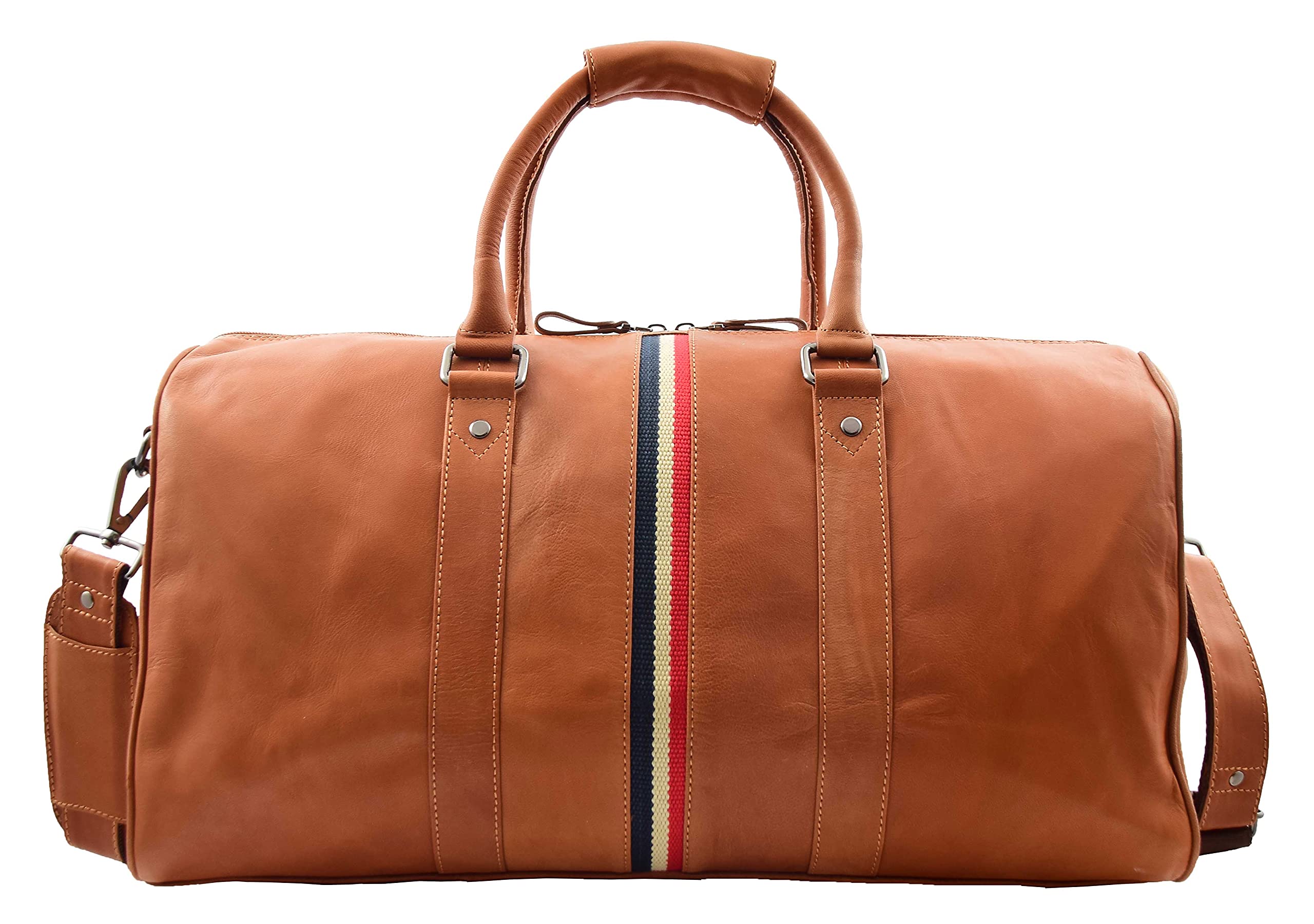 Bolsa de viaje de cuero genuino Cognac Sports Weekend Travel Mochila - Miami