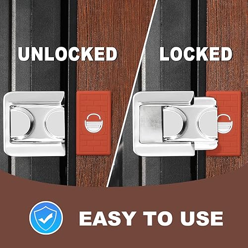 Miniatura 5 de CZU Cerradura de puerta para el hogar, seguridad mejorada a prueba de niños (2 unidades), cerradura de puerta de protección adicional para puerta