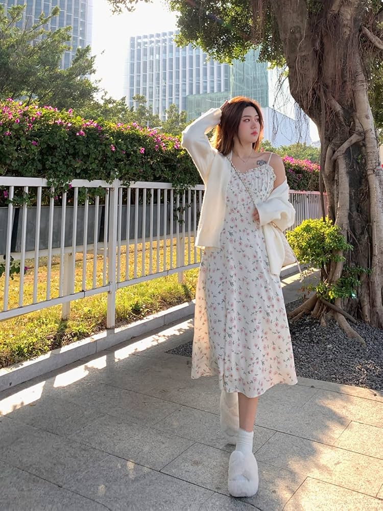 Amazon.com: XIEHC Floral Print Swing Mini Dress, Waist Dress