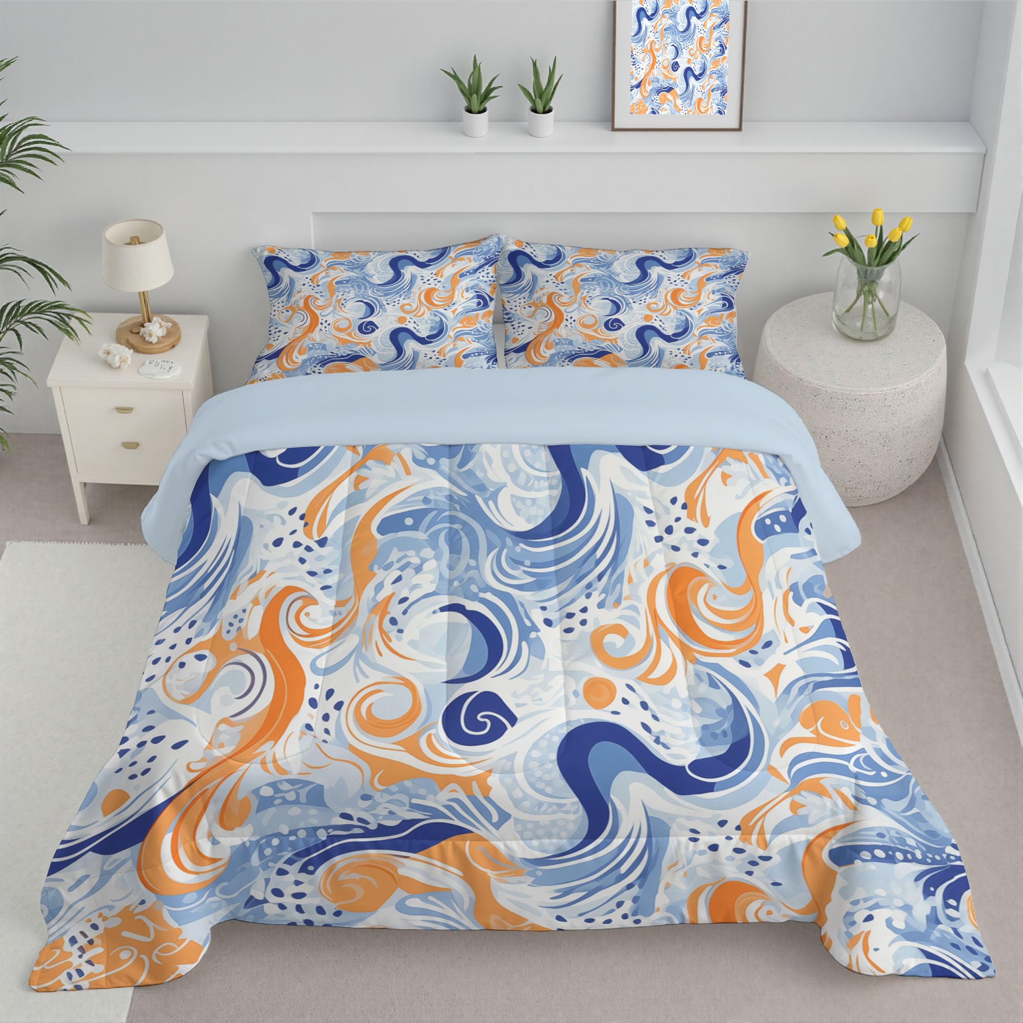 Couette 4 saisons 200x200 cm et édredon léger en microfibre bleu royal
