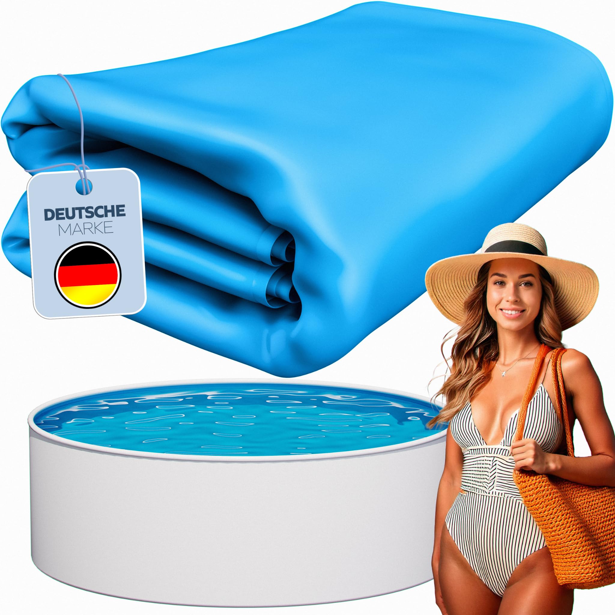 poolomio Poolfolie blau für Stahlwandpool rund 450 x 120 cm | Poolinnenfolie Aufstellpool Winterfest und UV-beständig | Ersatzfolie für Gartenpool | Pool Innenhülle 0,5 mm Stärke
