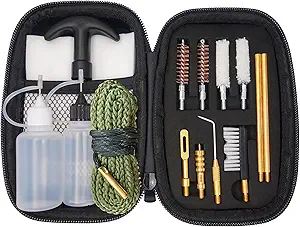 9mm Pistol Cleaning Kit, Handgun Cleaning kit for .357 .38 with 9mm Gun Snakes in a Rigid Zippered Container