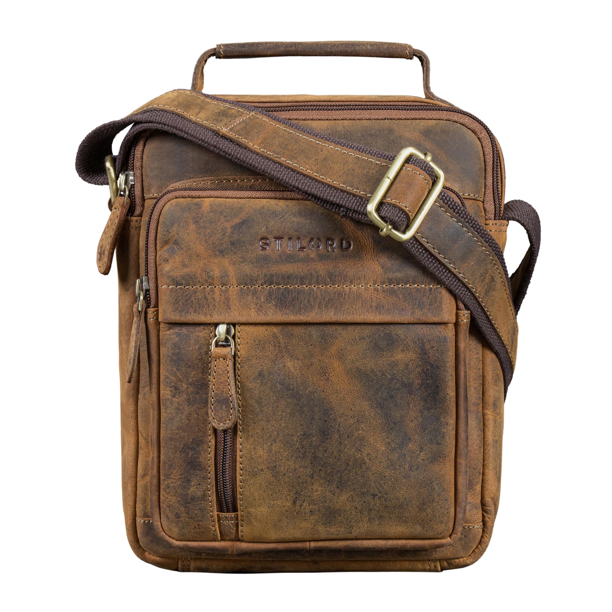STILORD "Ruben Borsa Uomo Pelle Tracolla Piccola Borsa Messenger Vintage Vera Pelle per Lavoro Viaggio Ufficio Quotidiano Tablet 10.9 Pollici Colore:calais - marrone