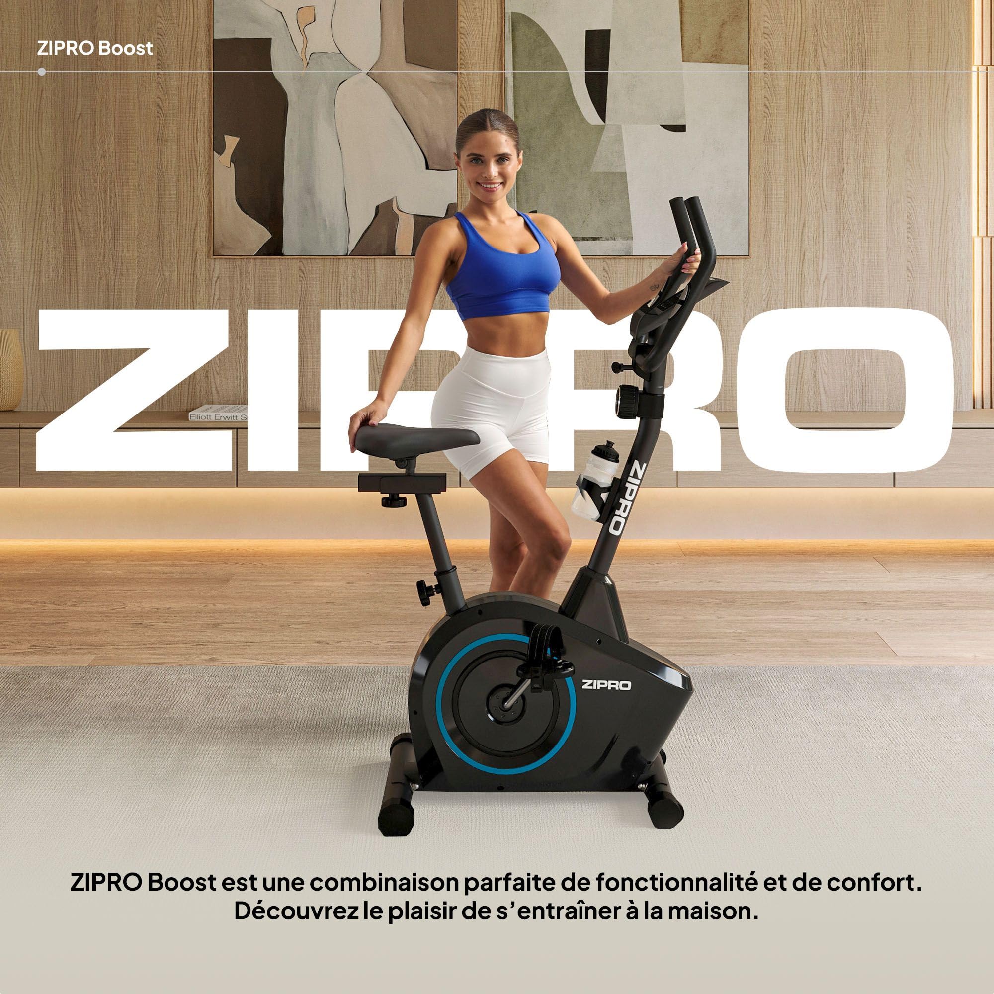 Zipro Vélo d'appartement Boost, Ergomètre Fitness, Vélo d'appartement magnétique, Ergomètre jusqu'à 120 kg, Vélo d'intérieur, Vélo d'entraînement à domicile, Ergomètre à piles
