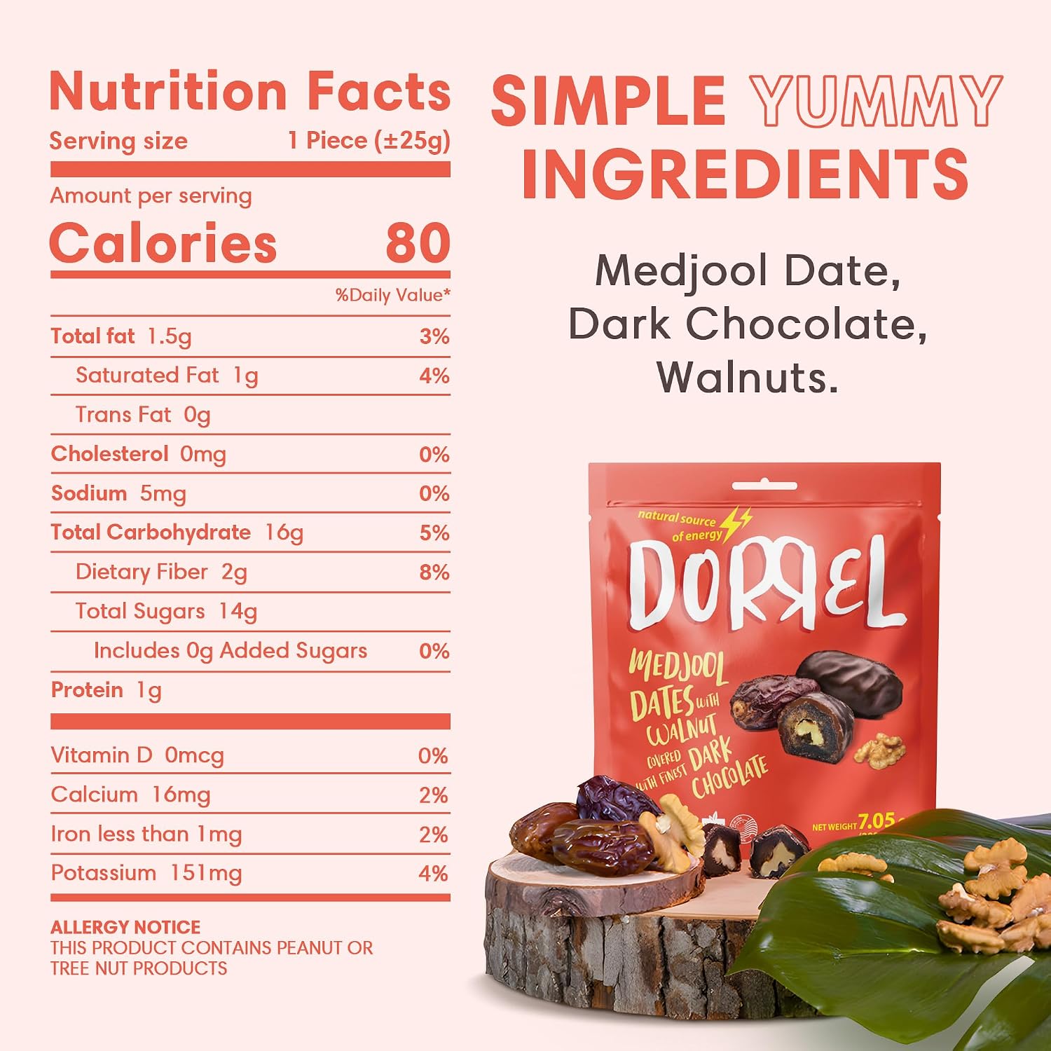 DORREL - Trio Bundle Pack: Belgian Dark Chocolate Covered Dates (Medjool) + Chocolate Dates with Walnuts & Coconut Stuffing, High Energy Vegan Choco Snack, Kosher & Non-GMO Pack of 3, 7.05 oz Ea