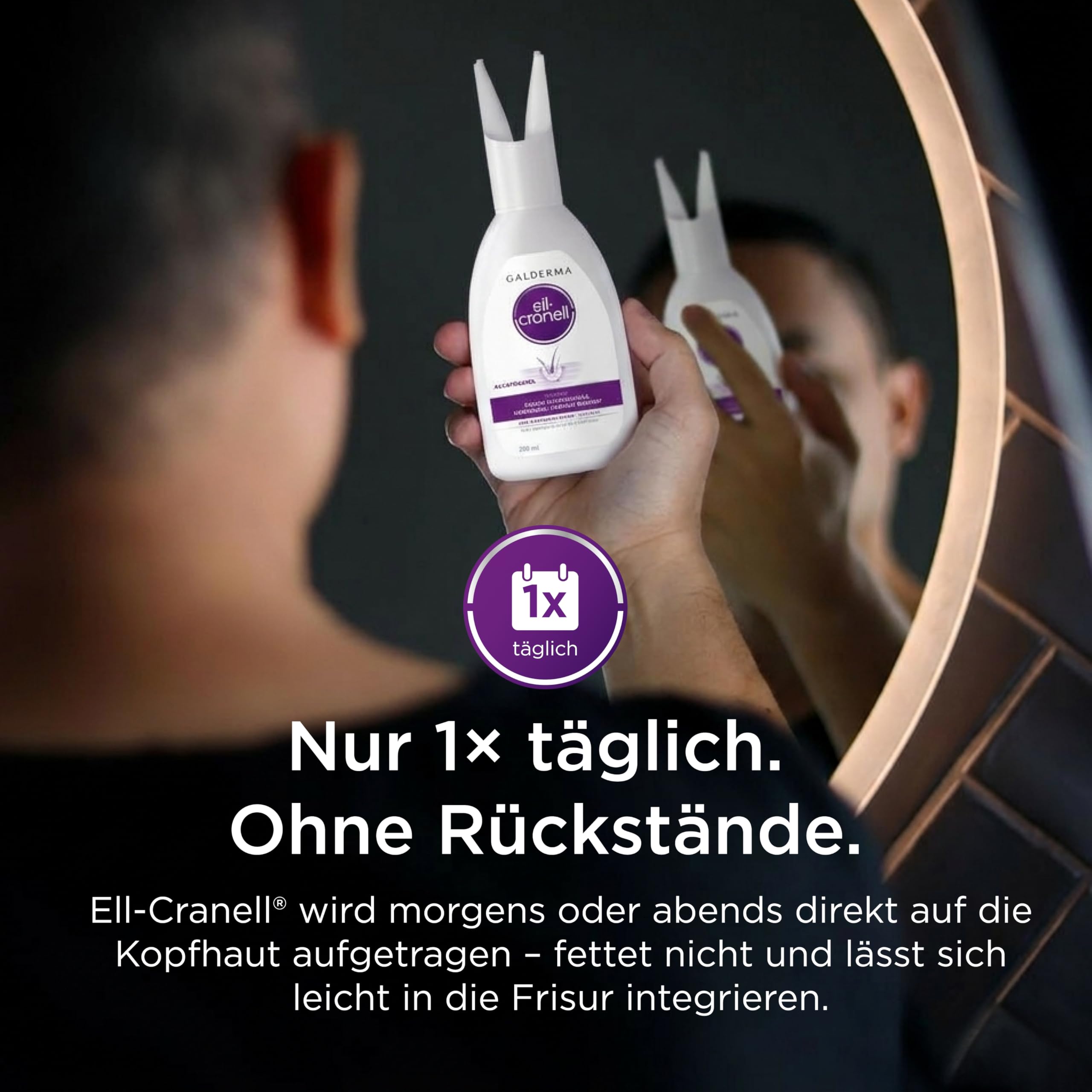 Ell Cranell, 3x200 ml Lösung bei hormonell-erblich bedingtem Haarausfall, für Männer und Frauen geeignet, zielgerichtete Wirkung gegen DHT, Vorteilspackung