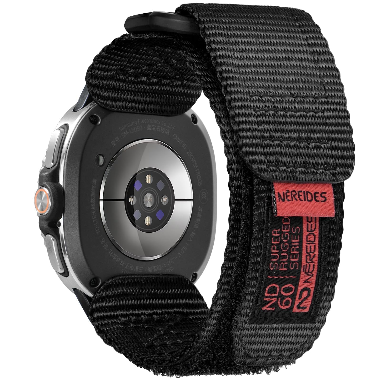 Photo 1 of Nereides Nylon Hook and Loop Sport Band ONLY for Samsung Galaxy Watch 8 Classic (46mm) & Watch 8 (40mm/44mm), Rugged Adjustable Replacement Strap, Breathable Lightweight band for Men Women Black