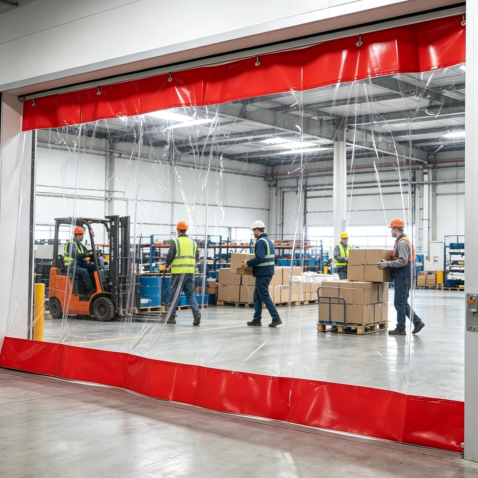 Telo PVC Trasparente Tenda di Separazione Industriale Trasparente Garage | Tenda Termica Separazione per Officina, Divisorio Scorrevole Flessibile, Su Misura Personalizzata(4x3.8m/13.1x12.5ft)