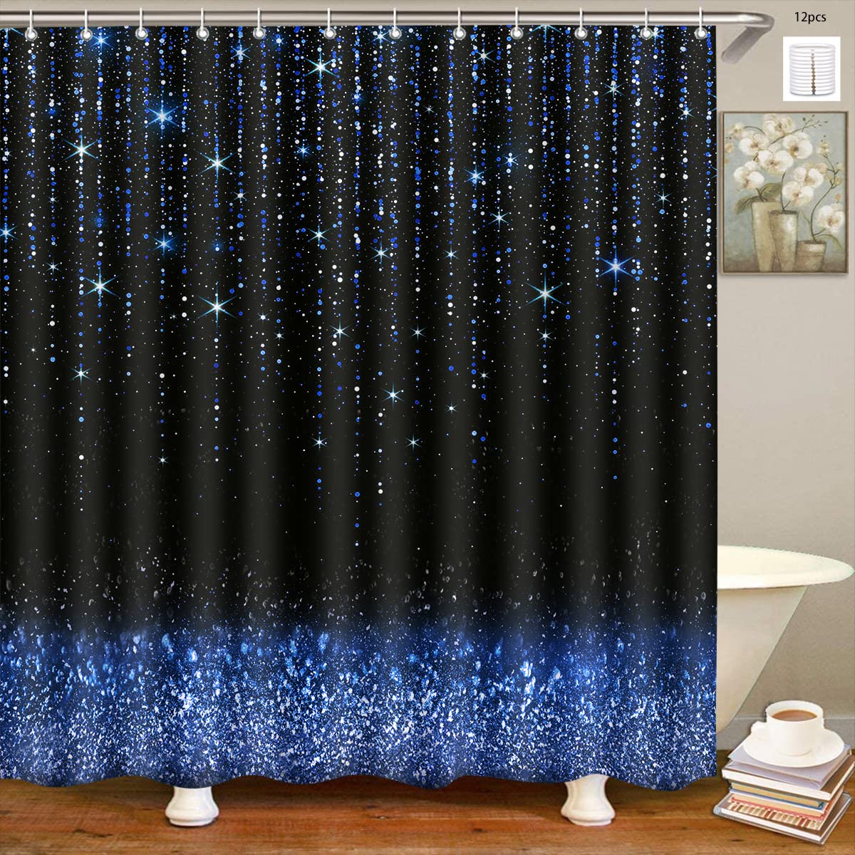 royal-blue-shower-curtain-glitter-bling-blue-black-shower-curtain-liner