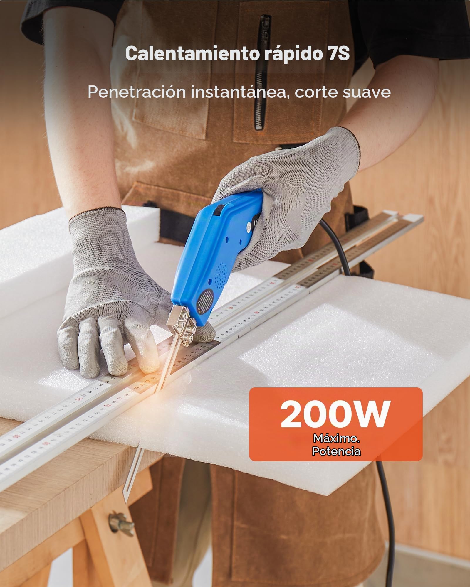 VEVOR Cortador de Espuma Eléctrico con Cuchillo Caliente 200 W, Cortadora Poliestireno 50 a 500 °C con Cuchillas de 150 mm y 200 mm para Tableros KT, Polietileno, Esponja, con Caja de Herramientas