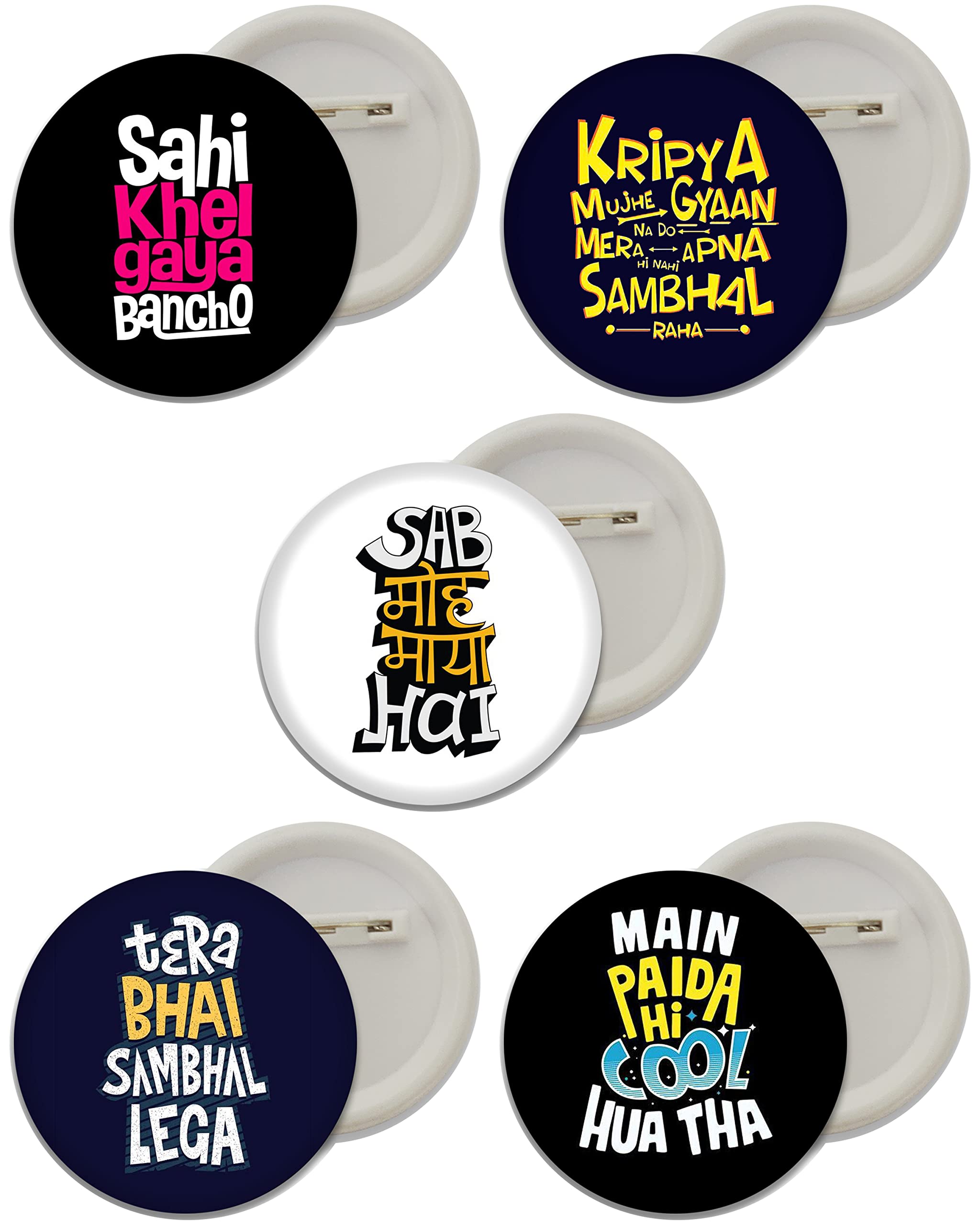 Round Plastic Button Badge of Printed in Hinglish Kripya Mujhe Gyaan Na Do Mera Apna Hi Nahi Sambhal Raha | Motivational & Inspirational Quote Badge for Girls, Boys, Kids