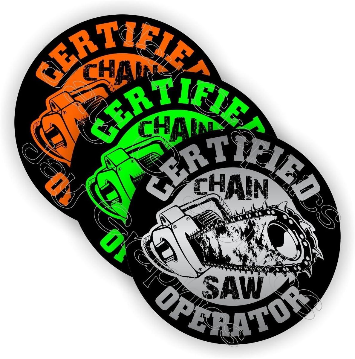 (3-pack) Certified CHAINSAW OPERATOR Funny Hard Hat Stickers | Motorcycle Welding Biker Helmet Decals \ Vinyl Weatherproof Labels Chain Saw Arborist \ Laborer Foreman Welder Construction Safety Badass