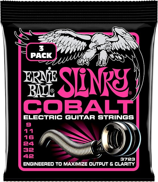 Ernie Ball Super Slinky Cobalt Electric Guitar Strings 3-pack, 9-42 Gauge (P03723)