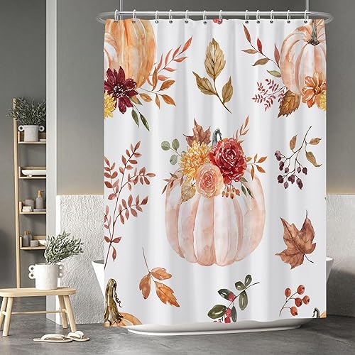 Miniatura 142 de Baocicco Juego de cortinas de ducha de fantasmas de Halloween, encantadores fantasmas de dibujos animados, divertidos trucos o tratos, cortinas de