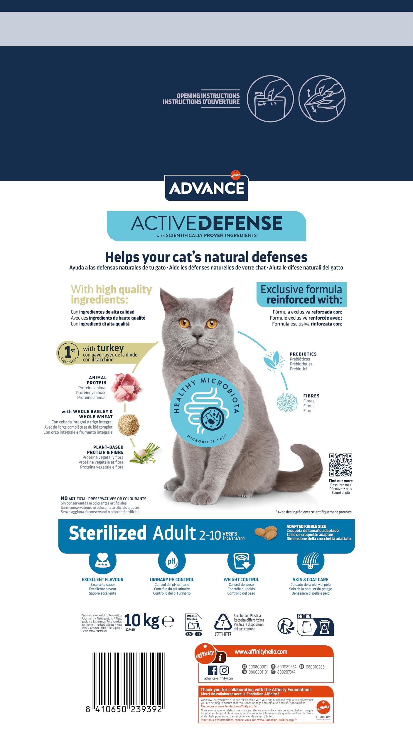 Advance Cat Adult Sterilized, Pienso para Gatos Adultos Esterilizados con Pavo, 10kg