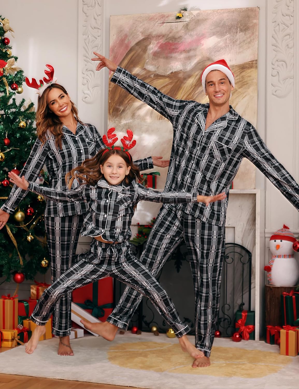 iClosam Christmas Family Matching Pajamas Long Sleeve Button Down Pj Set Festival Party Sleepwear