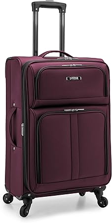 review U.S. Traveler Anzio Softside Expandable Spinner Luggage, Burgundy, Checked-Medium 26-Inch
