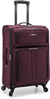 Anzio Softside Expandable Spinner Luggage, Burgundy, Checked-Medium 26-Inch