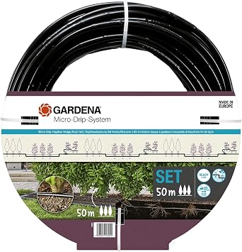 Gardena Micro-Drip-System Drip Irrigation Set Hedges/Bushes 50 m Starter set, ready to use, water-saving irrigation system, simple & flexible connection technology 13501-20
