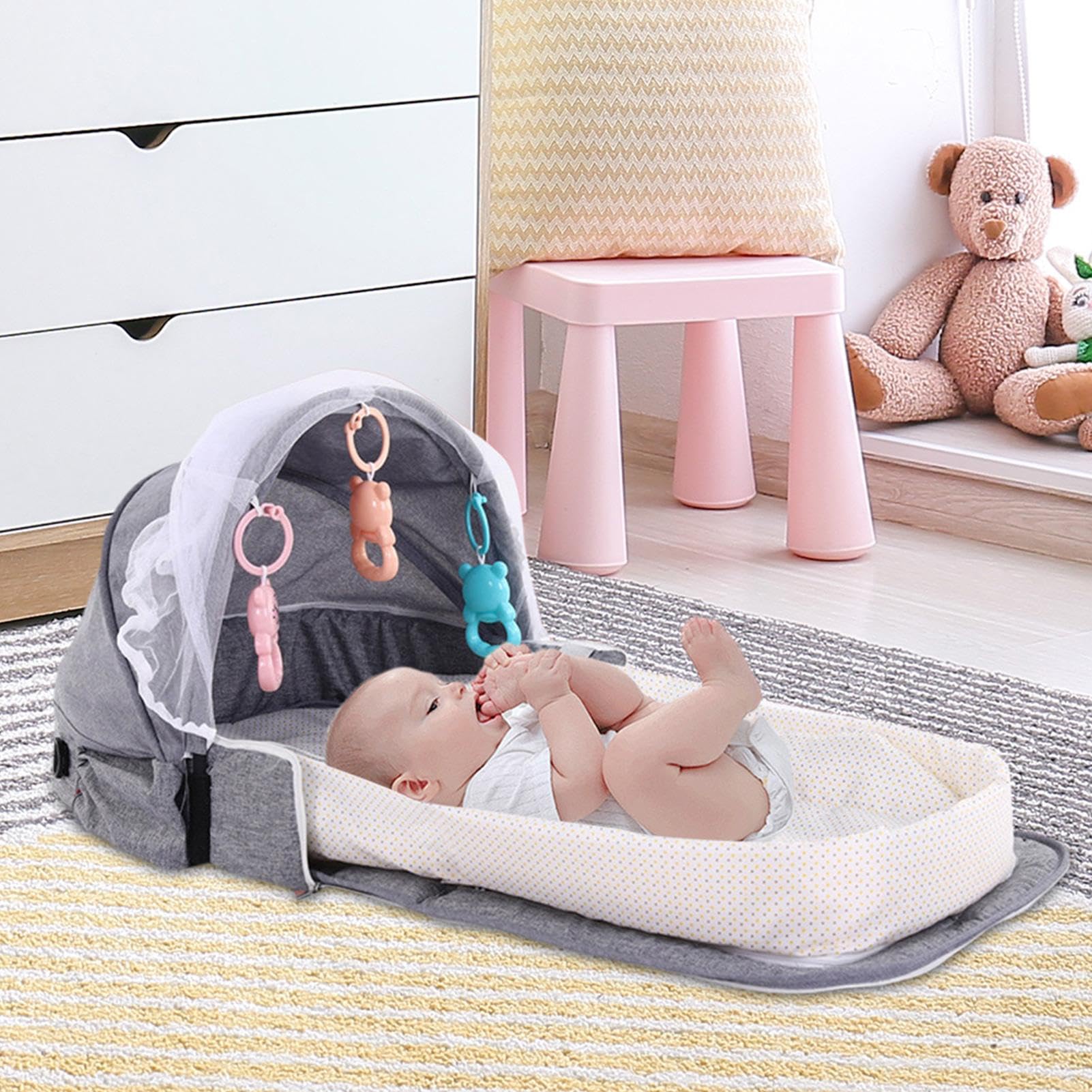 Culla da viaggio portatile - Culla da viaggio per bambini, Lettino da viaggio Culla traspirante - Lettino da viaggio, Traspirante, Culla, Lettino, Co-sleeper, Culla da viaggio, Borsa da trasporto