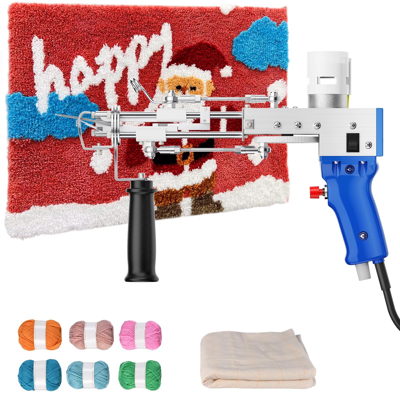 Pistole a tappeto per moquette elettriche, giù da 2 in 1 tufting (taglio pila e pila ad anello) per maglieria fai-da-te e forniture all'uncinetto con 5-40 punti/sec (regolabile)