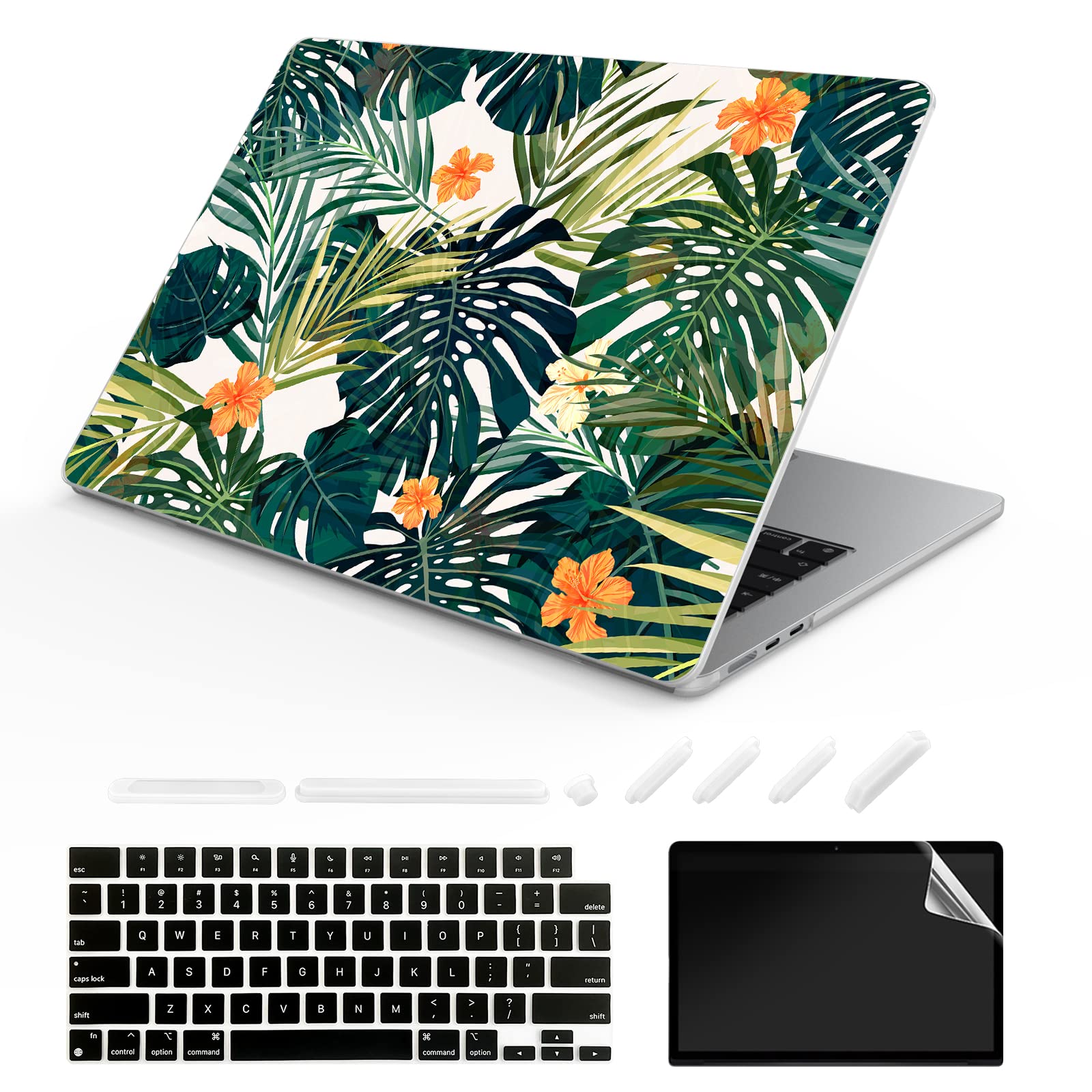 Laptop Hard Shell Case Compatible With MacBook Air 13.6 Inch 2022 Release Model A2681 M2, Color Printing Plastic Protective Hard Shell Case Cover & Keyboard Cover, Abstract Flowers - View #11