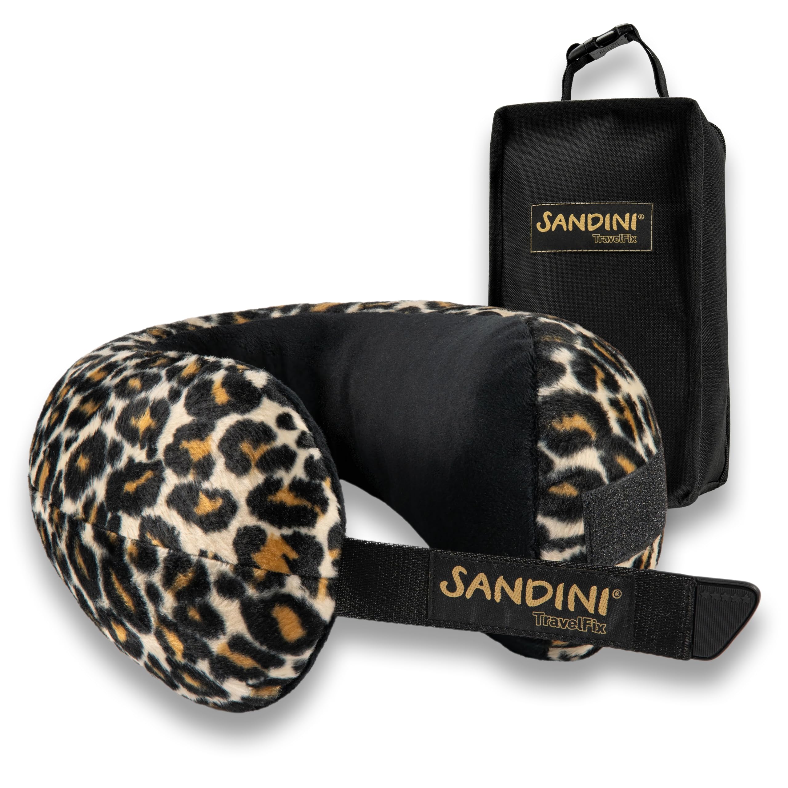 SANDINI Travelfix - Premium Oreiller de Voyage, Oreiller Cervical avec Fonction de Soutien Ergonomique et Sac Gratuit avec Clip de Fixation pour Un Transport hygiénique