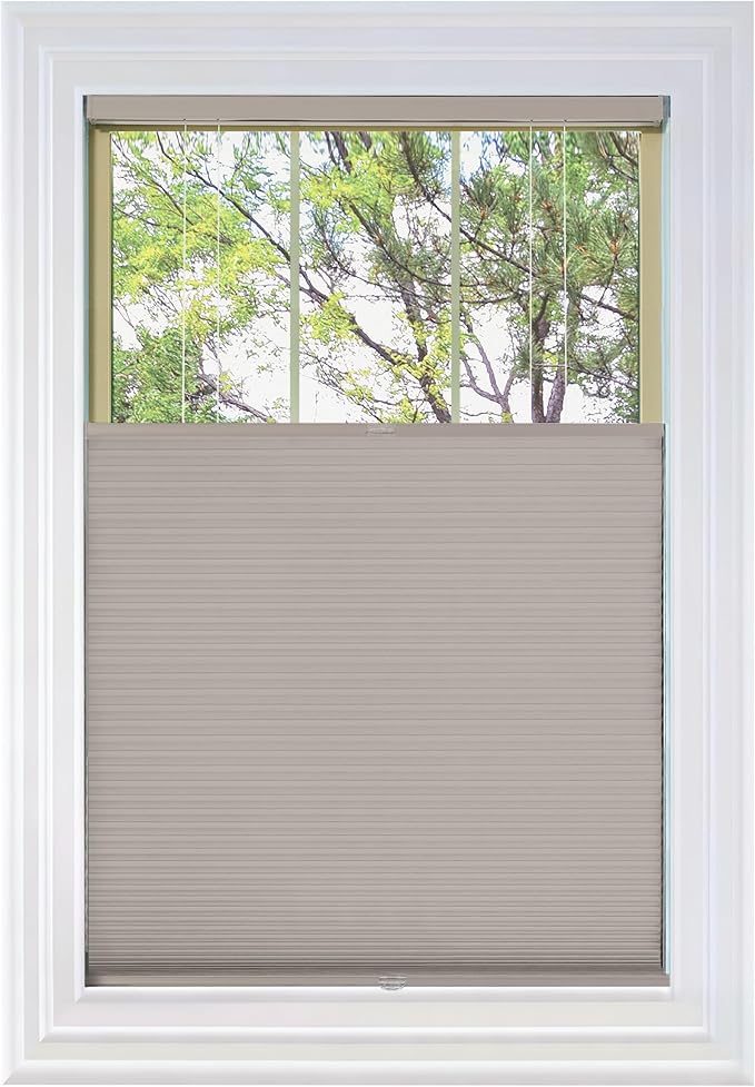 BlindsAvenue Cordless Top Down Bottom Up Cellular Honeycomb Shade, 9/16" Single Cell, Blackout, Sticks & Stones, Size: 36.5" W x 48" H