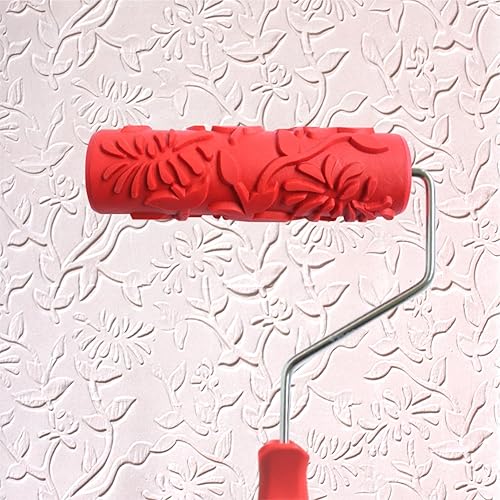 Miniatura 20 de Rodillo de textura decorativo de 7 pulgadas, rodillo de pintura con patrón artístico DIY, rodillo de goma para decoración de paredes, muebles