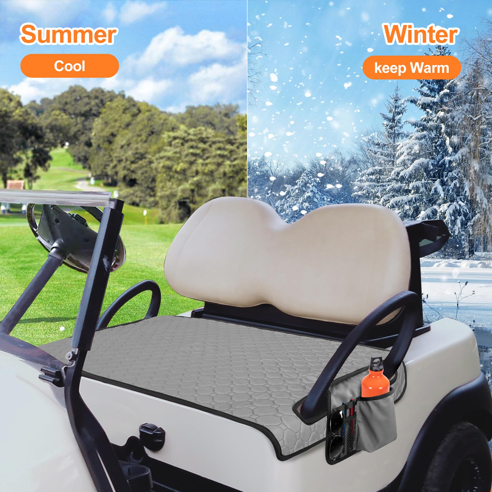PGmoon Sitzbezüge für Golfwagen, Golfwagen-Sitzhandtuchdecke für die meisten Golfwagen, passend für EZGO, Club Car, Yamaha und mehr, Grau (Patentdesign)