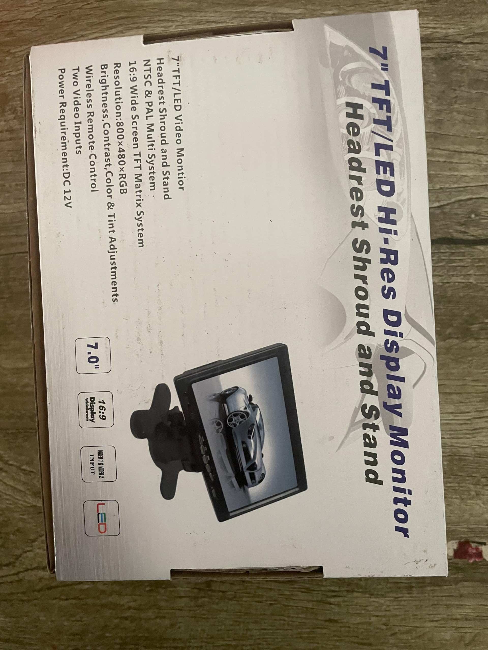 AISHICHEN Moniteur de Vision Arrière 7" TFT LCD pour Système de Caméra - Écran pour Berline, SUV, Van avec Deux Entrées Vidéo - Alimentation 12V/24V