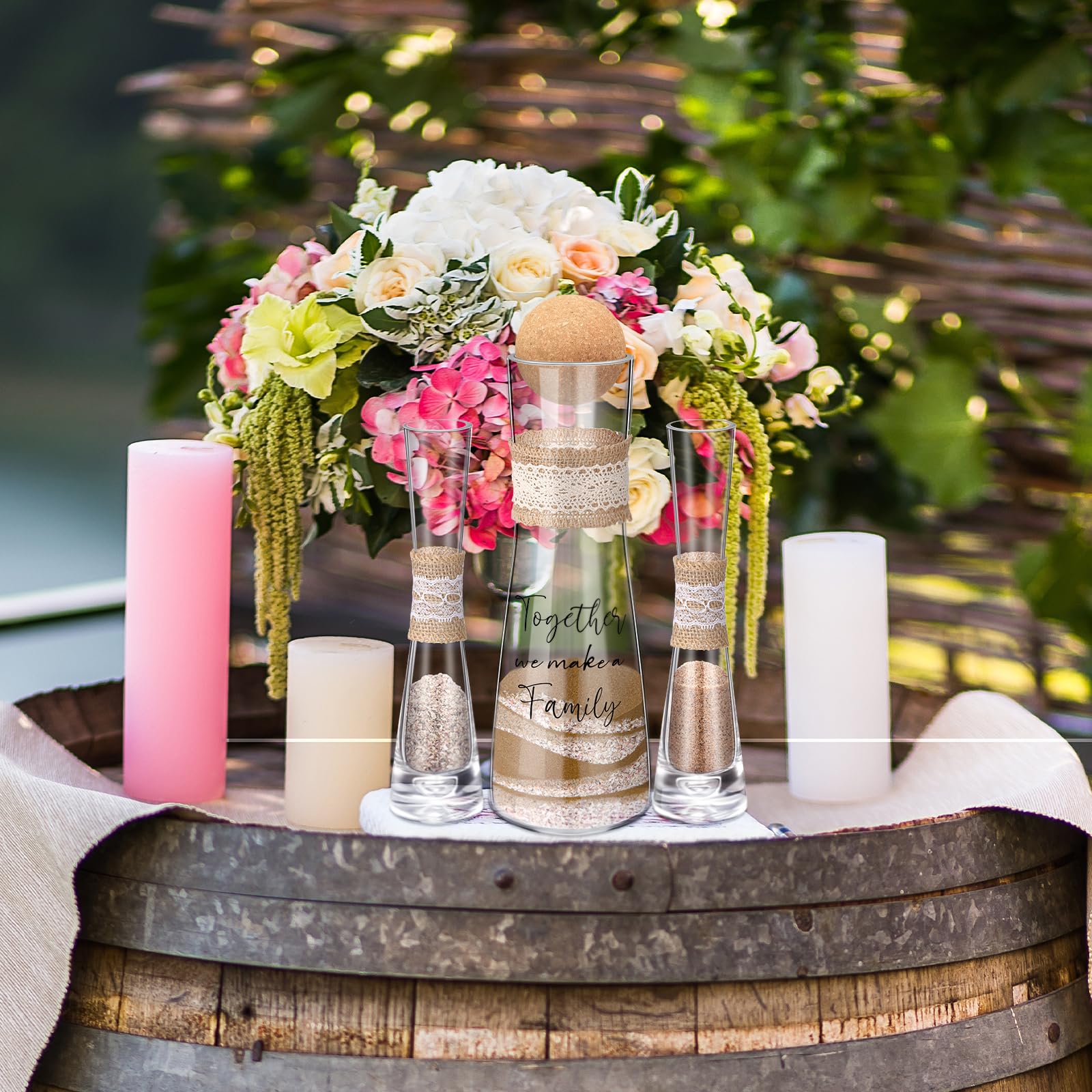 Irenare Unity Sand für Hochzeitszeremonie, Set mit Vase, Sand, Korkstopfen für Hochzeiten, Verlobungen, Jubiläen (rustikal)